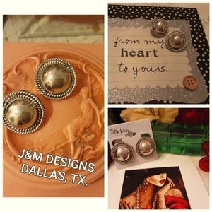 J&M DESIGNS VINTAGE SOLID STERLING SILVER CLIP EARRINGS